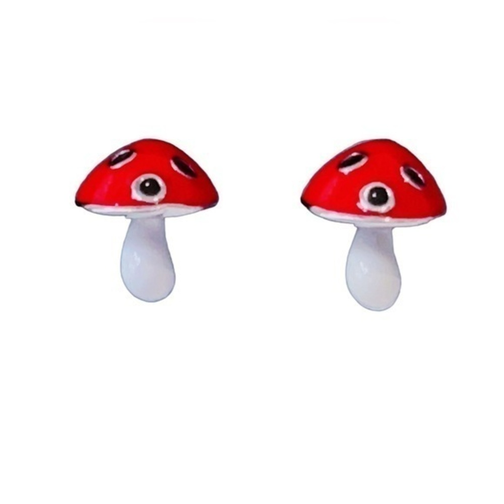 Sterling Silver Red mushroom 🍄 Stud earrings